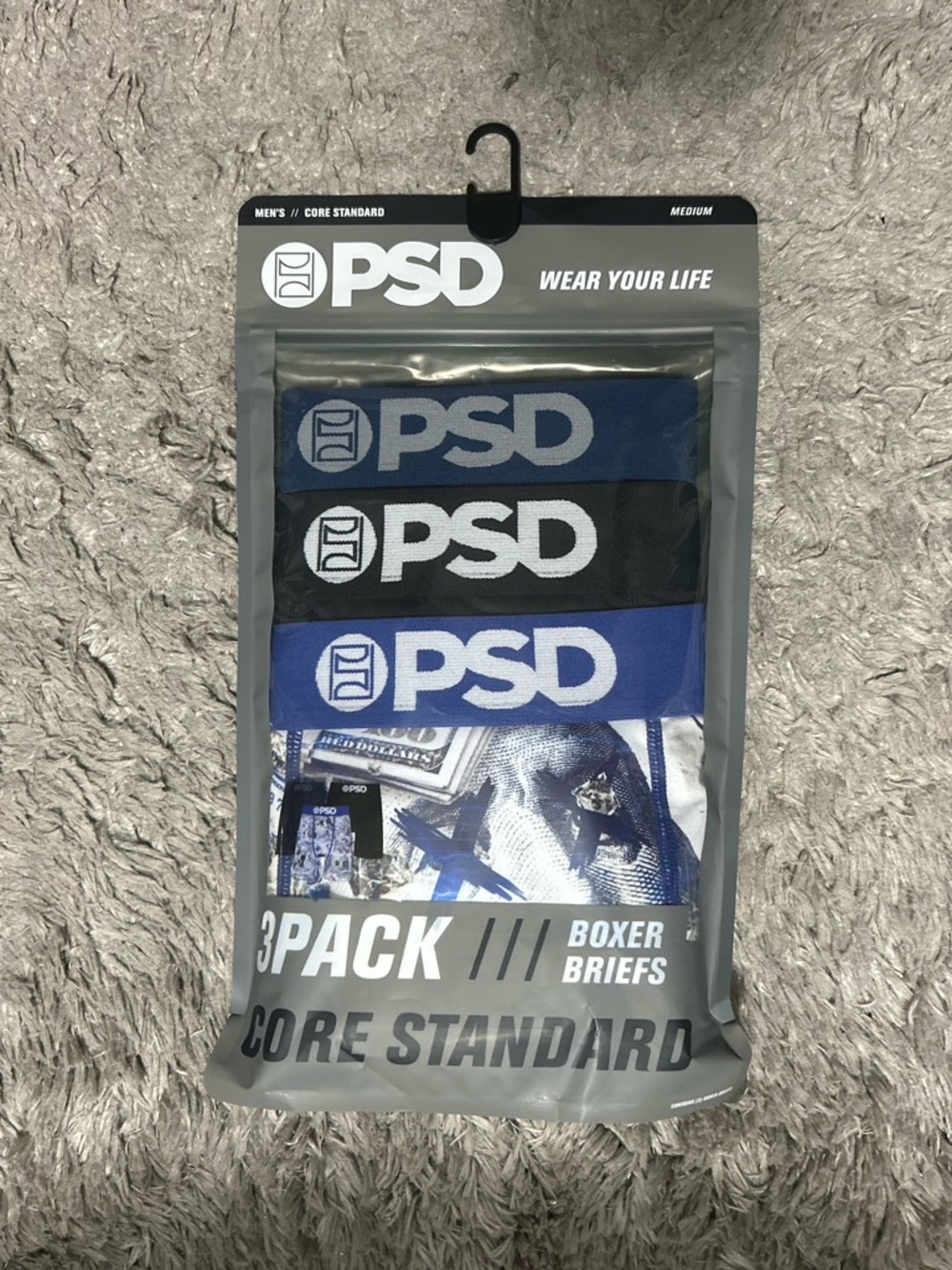 PSD Men’s 3-Pack Boxer Briefs - Blue & Black